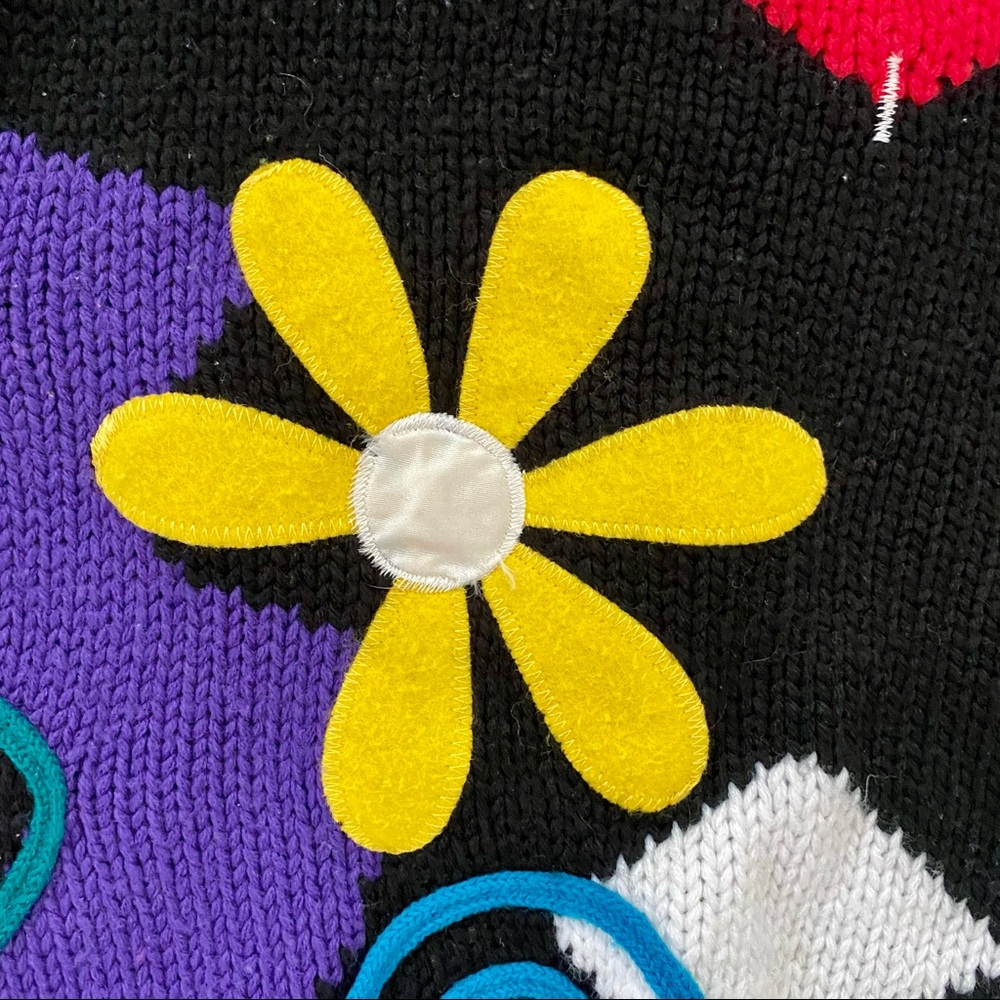 Vintage 80s Bold Funky Embellished Sweater - Picture 4 of 9